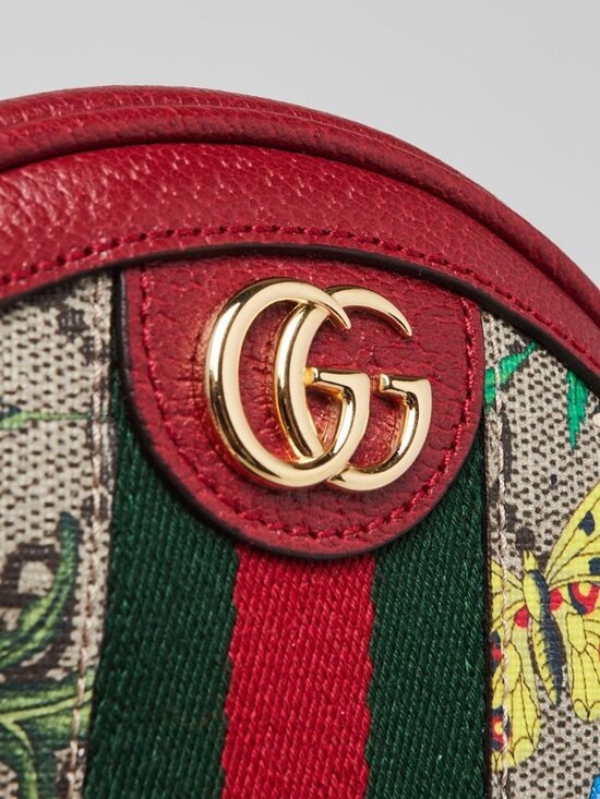 Gucci Red Leather GG Flora Coated Canvas Ophidia Round Mini Backpack Bag main image 10